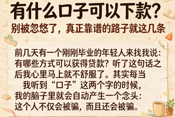 有什么口子可以下款？别被忽悠了，真正靠谱的路子就这几条