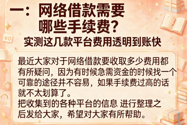 网络借款需要哪些手续费？实测这几款平台费用透明到账快