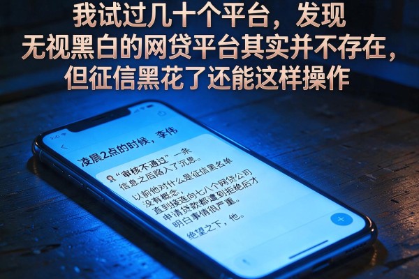 我试过几十个平台，发现无视黑白的网贷平台其实并不存在，但征信黑花了还能这样操作
