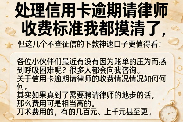 处理信用卡逾期请律师收费标准我都摸清了，但这几个不查征信的下款神速口子更值得看