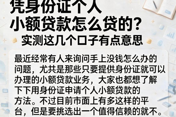 凭身份证个人小额贷款怎么贷的？实测这几个口子有点意思