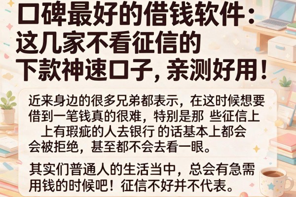口碑最好的借钱软件：这几家不看征信的下款神速口子，亲测好用！