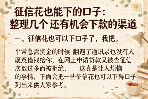 征信花也能下的口子：整理几个还有机会下款的渠道