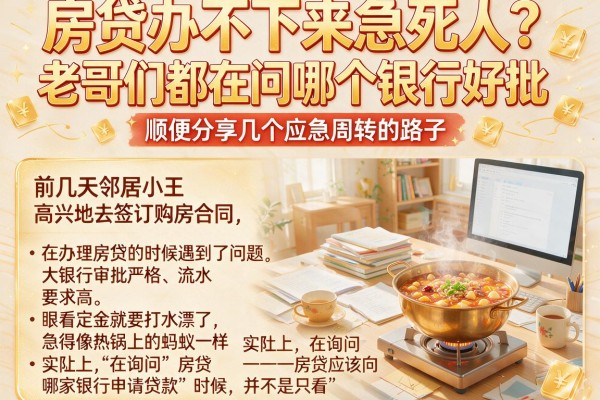 房贷办不下来急死人？老哥们都在问哪个银行好批，顺便分享几个应急周转的路子
