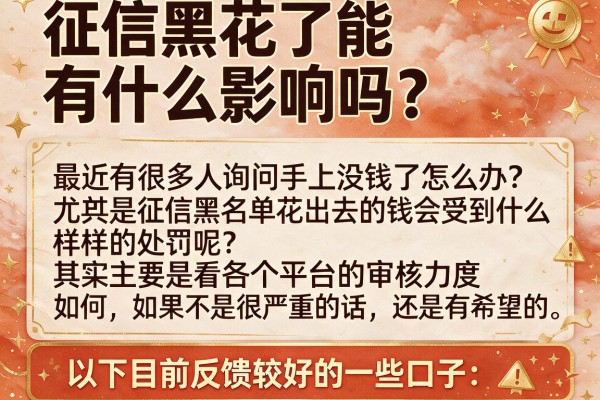 征信黑花了能有什么影响吗？实测这几款还能下款