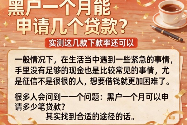黑户一个月能申请几个贷款？实测这几款下款率还可以