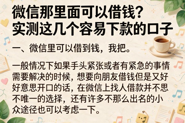 微信那里面可以借钱？实测这几个容易下款的口子
