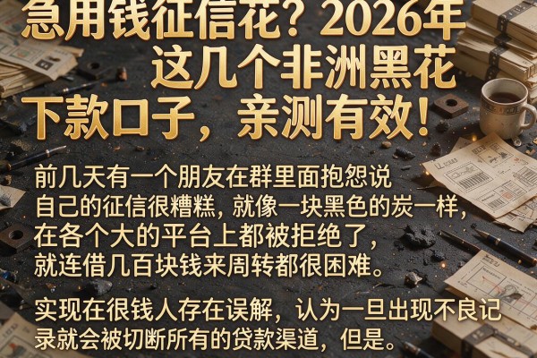 急用钱征信花？2026年这几个非洲黑花下款口子，亲测有效！