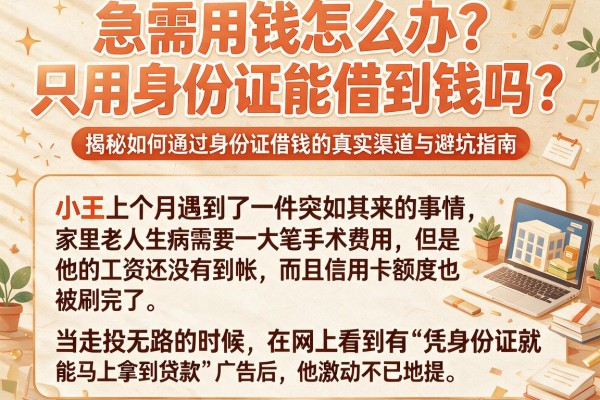 急需用钱怎么办？只用身份证能借到钱吗？揭秘如何通过身份证借钱的真实渠道与避坑指南