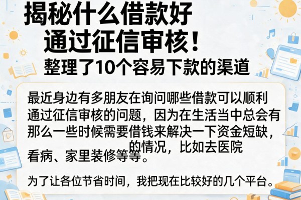 揭秘什么借款好通过征信审核，整理了10个容易下款的渠道
