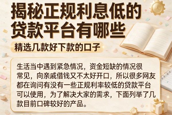 揭秘正规利息低的贷款平台有哪些，精选几款好下款的口子