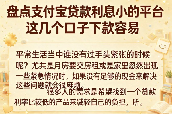 盘点支付宝贷款利息小的平台,这几个口子下款容易