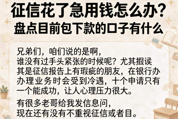 征信花了急用钱怎么办？盘点目前包下款的口子有什么，这五个渠道亲测靠谱