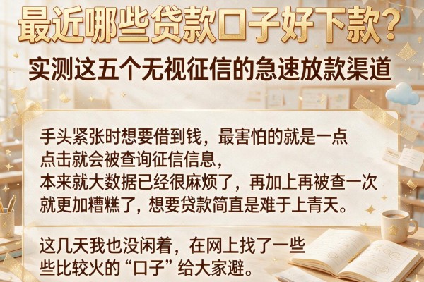 最近哪些贷款口子好下款？实测这五个无视征信的急速放款渠道