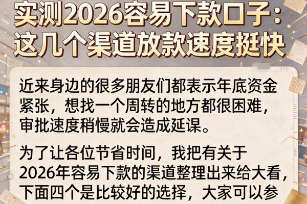 实测2026容易下款口子：这几个渠道放款速度挺快