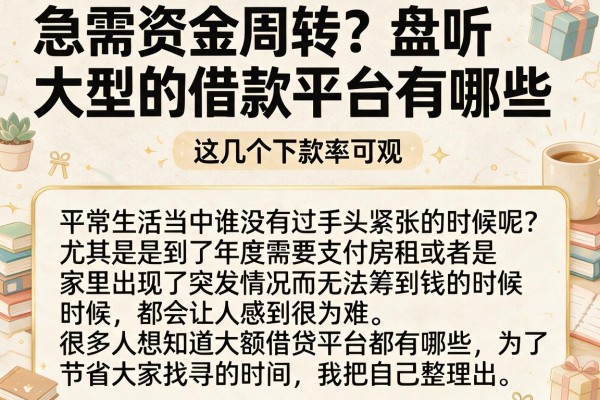 急需资金周转？盘点大型的借款平台有哪些，这几个下款率可观