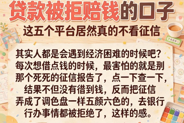 贷款被拒赔钱的口子，这五个平台居然真的不看征信