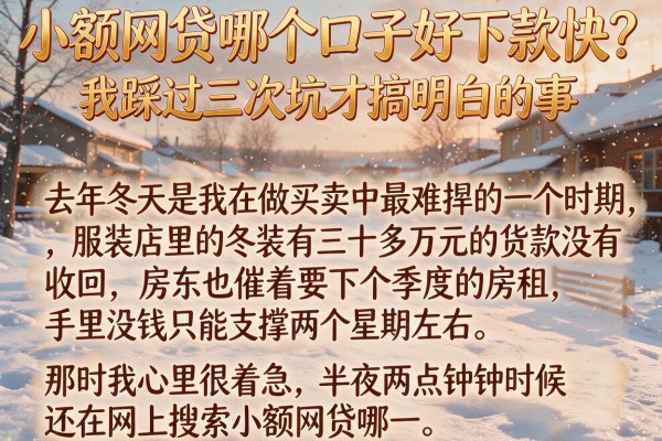 小额网贷哪个口子好下款快？我踩过三次坑才搞明白的事