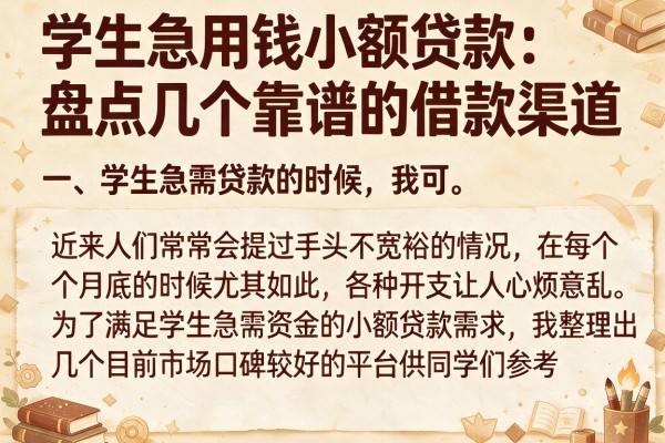 学生急用钱小额贷款：盘点几个靠谱的借款渠道