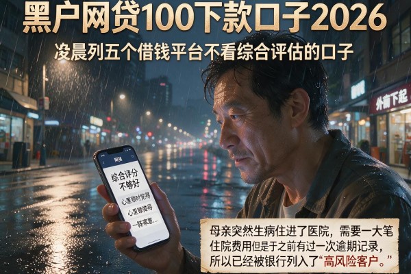 黑户网贷100下款口子2026，胪列五个借钱平台不看综合评估的口子