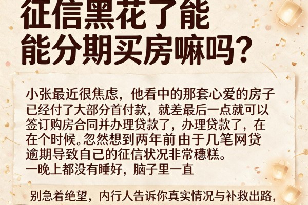 征信黑花了能分期买房嘛吗？别急着绝望，内行人告诉你真实情况与补救出路