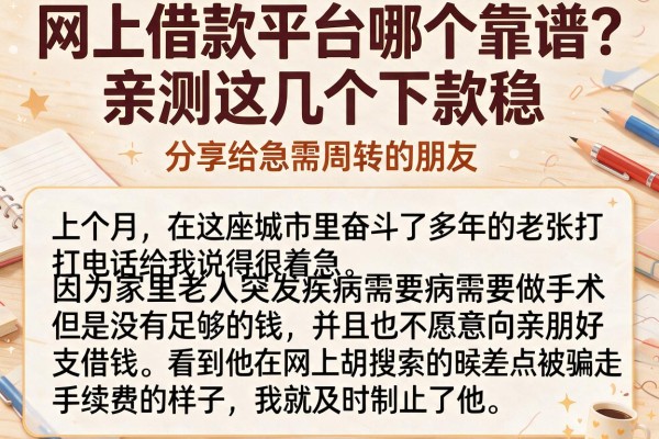 网上借款平台哪个靠谱？亲测这几个下款稳，分享给急需周转的朋友