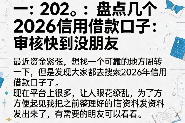 盘点几个2026信用借款口子，审核快到没朋友