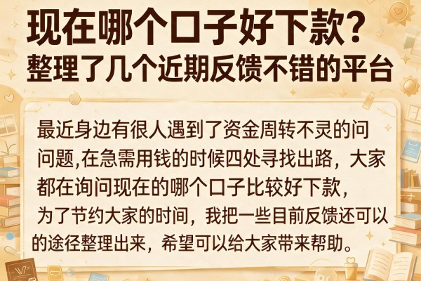 现在哪个口子好下款？整理了几个近期反馈不错的平台