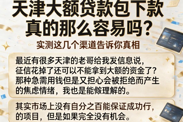 天津大额贷款包下款真的那么容易吗?实测这几个渠道告诉你真相