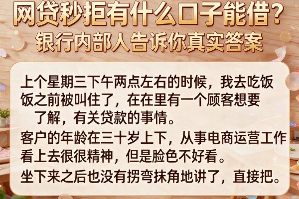 网贷秒拒有什么口子能借？银行内部人告诉你真实答案