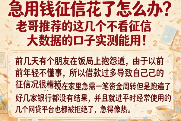 急用钱征信花了怎么办？老哥推荐的这几个不看征信大数据的口子实测能用！