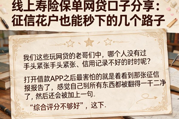 线上寿险保单网贷口子分享:征信花户也能秒下的几个路子