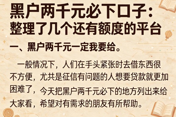 黑户两千元必下口子：整理了几个还有额度的平台