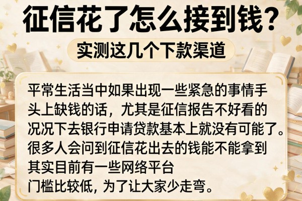 征信花了怎么接到钱？实测这几个下款渠道