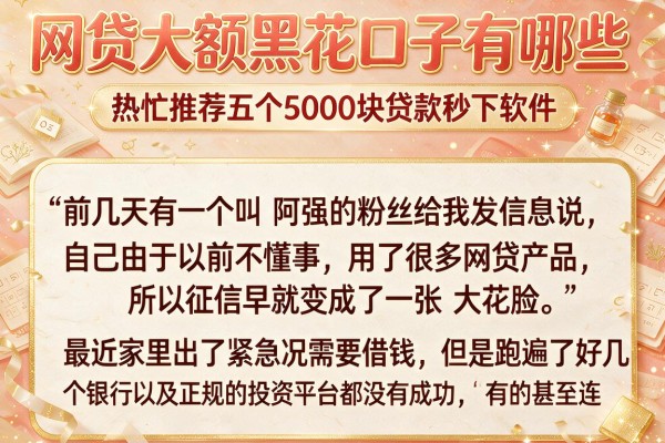 网贷大额黑花口子有哪些，热忱推荐五个5000块贷款秒下软件