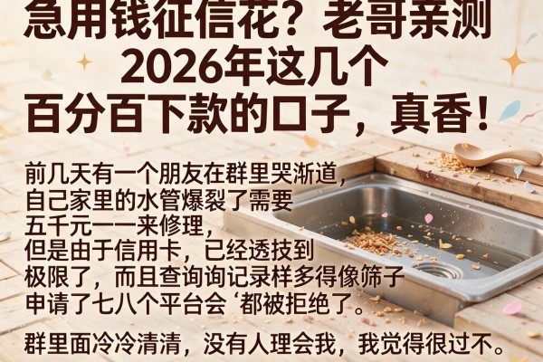 急用钱征信花？老哥亲测2026年这几个百分百下款的口子，真香！
