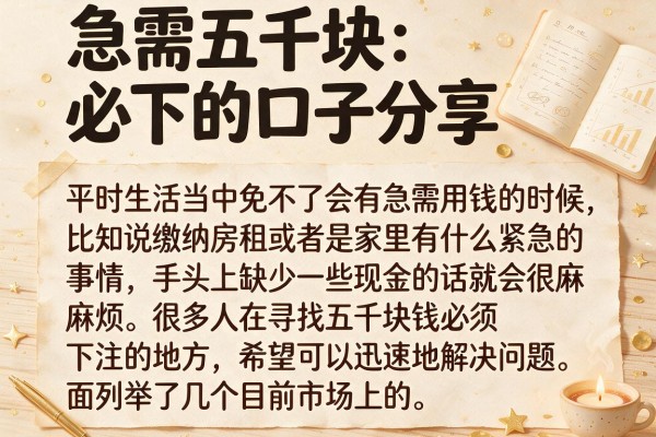 急需五千块必下的口子分享，这几个渠道下款速度还可以