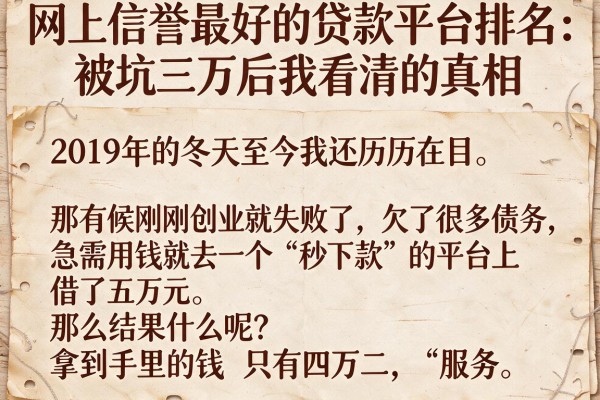 网上信誉最好的贷款平台排名：被坑三万后我看清的真相