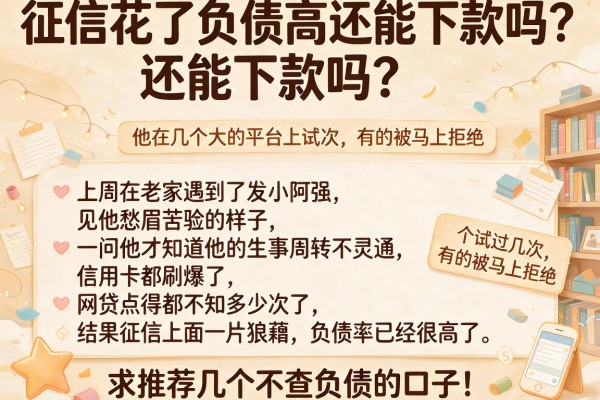 征信花了负债高还能下款吗？求推荐几个不查负债的口子！
