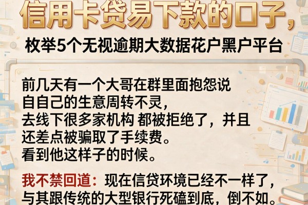 信用卡贷易下款的口子，枚举5个无视逾期大数据花户黑户平台