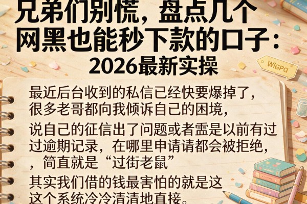 兄弟们别慌，盘点几个网黑也能秒下款的口子2026最新实操