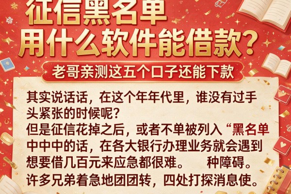 征信黑名单用什么软件能借款？老哥亲测这五个口子还能下款