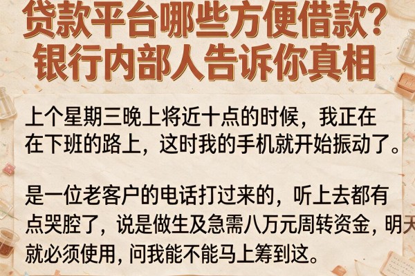 贷款平台哪些方便借款？银行内部人告诉你真相