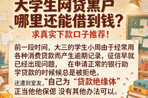 大学生网贷黑户哪里还能借到钱？求真实下款口子推荐！