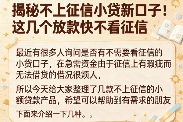 揭秘不上征信小贷新口子：这几个放款快不看征信