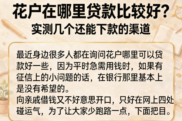 花户在哪里贷款比较好？实测几个还能下款的渠道