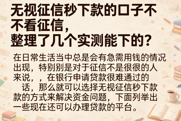 无视征信秒下款的口子不看征信，整理了几个实测能下的