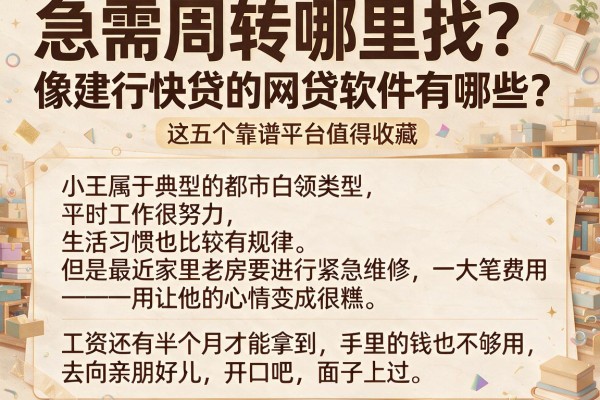 急需周转哪里找?像建行快贷的网贷软件有哪些?这五个靠谱平台值得收藏
