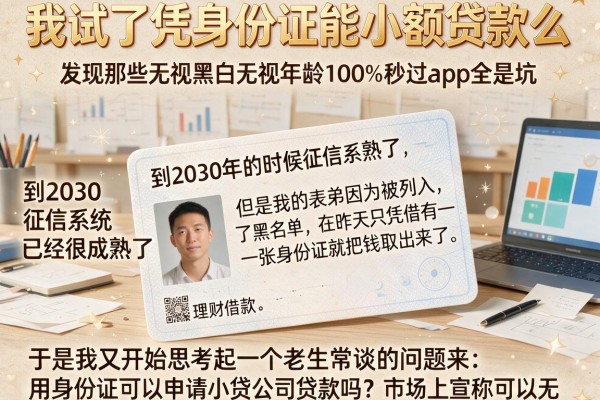 我试了凭身份证能小额贷款么,发现那些无视黑白无视年龄100%秒过app全是坑