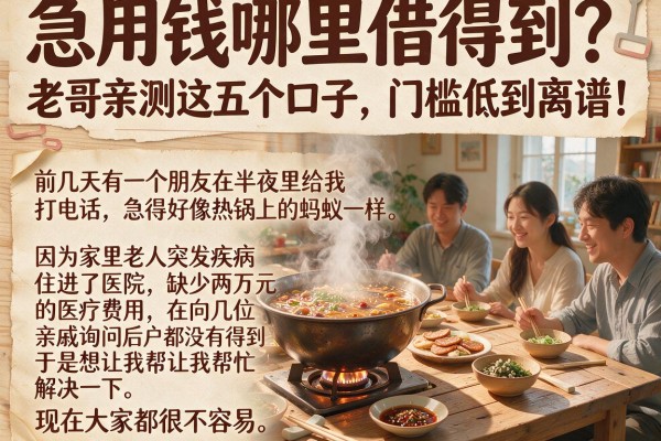 急用钱哪里借得到？老哥亲测这五个口子，门槛低到离谱！